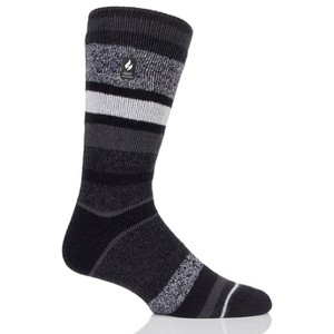 Heat Holder® Men's Starling Stripe LITE™ Crew Socks| Thermal Yarn | Medium-Thick Socks Casual Shoes + Boots | Warm + Soft, Hiking, Cabin, Cozy at Home Socks | 5X Warmer Than Cotton - 1 of 3