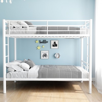 NicBex Twin over Twin Bunk Bed Convertible Metal Bed Frame with Ladder and Full Length Guardrail, Space Saving, No Box Spring Required