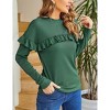 Womens Turtleneck Shoulder Knited Long Ruffle Sleeve Slim Fit Blouses Casual Sweatshirts - 3 of 4