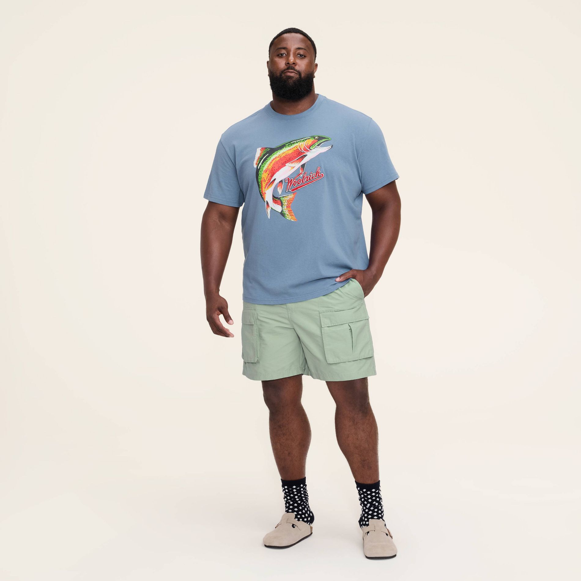 Adult Big Rainbow Trout Graphic Print Short Sleeve Crewneck T-Shirt - Woolrich x Target Blue 4XL