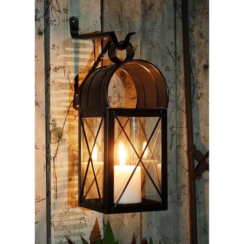 11&#34; x 5.625&#34; Tealight/Votive Iron/Glass Travis House Outdoor Lantern Candle Holder Black Powder Coat Finish - Achla Designs, 5 of 6