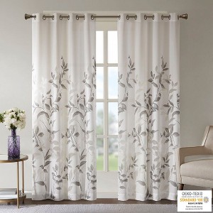 PAGED Botanical Burnout Printed Curtain Panel,Light Filtering Curtains for Living Room,Window Curtain Panels with Grommet Top Finish - 1 of 4