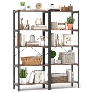 Costway 1/2 PCS 5-Tier Bookshelf Bookcase with Metal Frame & Dual Anti-Tipping Kits Storage Rack - 1 of 4