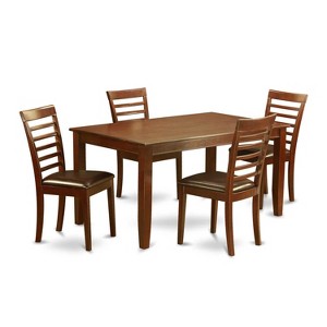 HomeStock 5-Piece Rectangle Mahogany Finish Solid Wood Top Dining table with 4-Chairs - 1 of 4