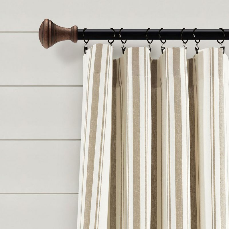 Farmhouse Stripe Yarn Dyed Eco-Friendly Recycled Cotton Window Curtain Panels Neutral 42X95 Set, 2 of 6