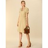 Allegra K Women's Notched Lapel Elastic Waist Pocket A-Line Safari Shirt Dresses - 4 of 4