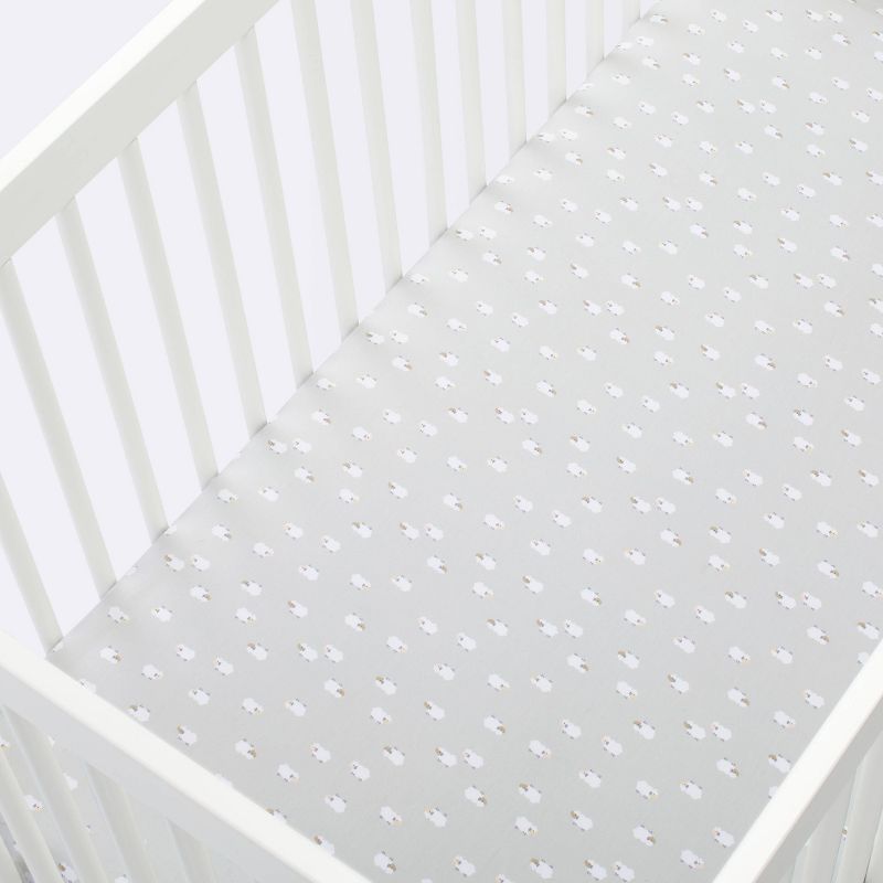 Crib Fitted Sheet Lambs - Cloud Island&#8482; Gray, 4 of 7