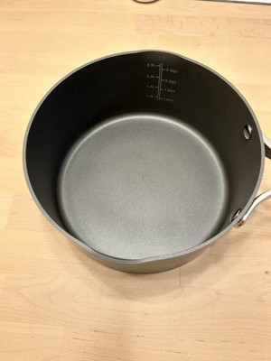 3qt Nonstick Hard Anodized Aluminum Sauce Pan with Lid Dark Gray - Figmint™