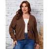 Plus Size Knit Cardigan v Neck Long Sleeve Cardigans Sweaters for Women Button Down Oversized Casual Sweater Coat - 3 of 4