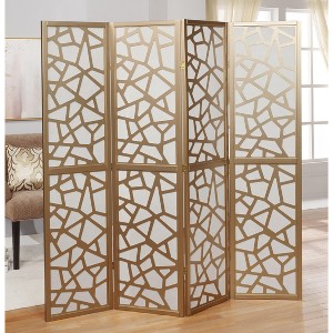 NicBex 4-Panel Room Divider for Home, Divider for Room Separation, Folding Fabric Privacy Screen with Geometric Patterns for Office, Gold - 1 of 4