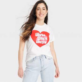 Pride FLAVNT Adult 'Girls Gays Theys' Short Sleeve T-Shirt - White XS