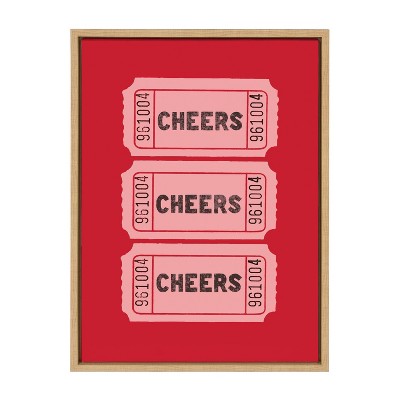 Cheers Pink and Red Ticket Framed Canvas Print, 18x24