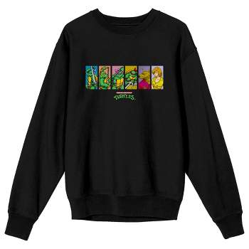 Teenage Mutant Ninja Turtles Character Squares Men's Black Long Sleeve Sweatshirt
