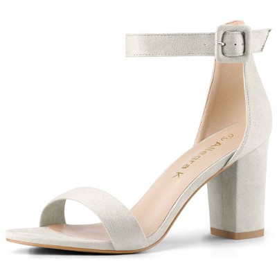 Allegra K Women's Back to College Open Toe Ankle Strap Chunky Heel Sandals