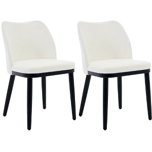 Dining Chairs Set of 2 - Upholstered Fabric Dining Room Side Chairs, Padded Seat, Wood Legs, Modern Design, Ideal for Restaurant, Cafe, Living Room - 1 of 4