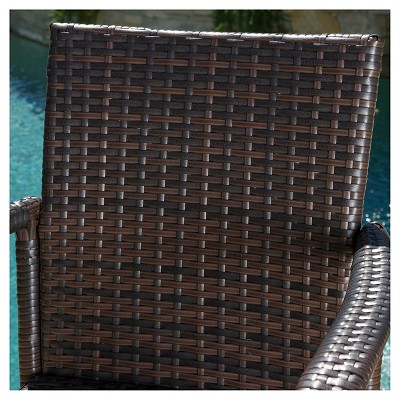 Delfina Outdoor Multibrown Wicker Barstool Set with Armrests, 4-Piece