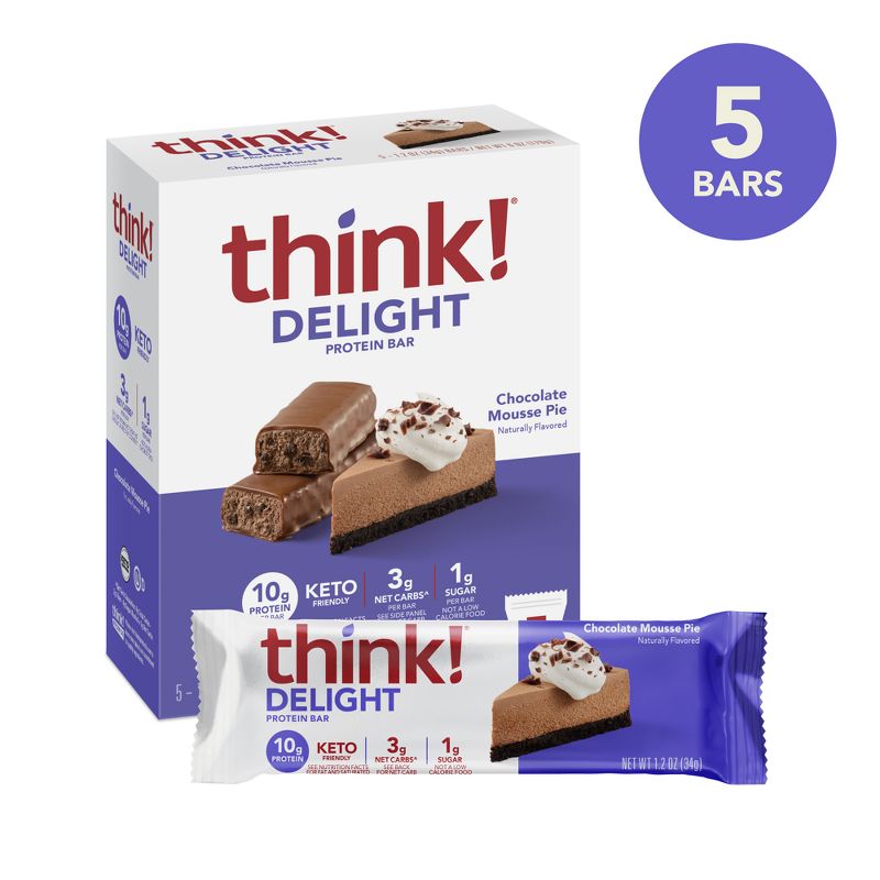 think! High Protein Keto Chocolate Mousse Pie Bars - 5pk, 3 of 16