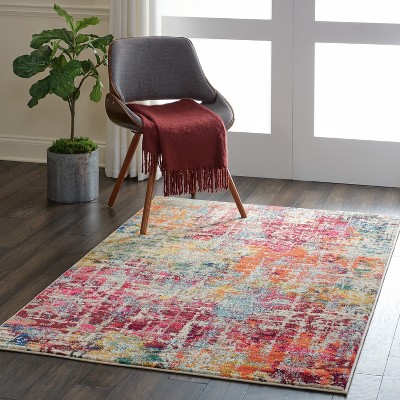 Ivory Abstract Tufted 26.5'' Synthetic Runner Rug