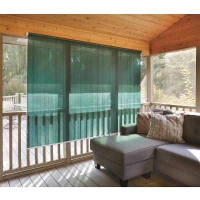 CASTLECREEK Woven Polyethylene Fabric Roll Up 6 x 4 Ft Sun Shade Window Blinds w/ Removable Hand Crank, For Porches, Patio, & RV, Hunter Green
