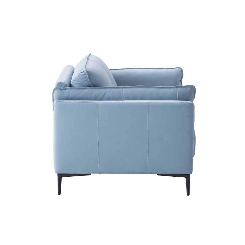 68&#34; Mesut Sofa Light Blue Top Grain Leather and Black Finish - Acme Furniture, 2 of 5