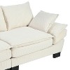 MYINDA 85.4" Modern Curved Sofa, Back Upholstered Couch with 2 Decorative Throw Pillows, Corduroy Fabric Couch for Living Room, Beige - 3 of 4