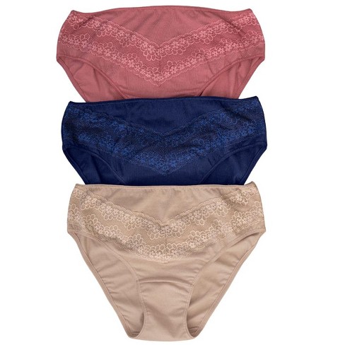 Leonisa 3-pack High-cut Brief Panties With Lace - Multicolored M
