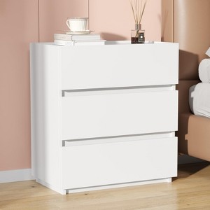 Sandinrayli 3 Drawer Dresser, Small Dresser for Closet, Wooden White Nightstand for Bedroom, White - 1 of 4