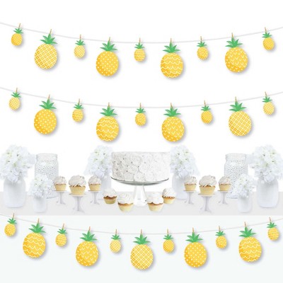 Big Dot of Happiness Tropical Pineapple - Summer Party DIY Decorations - Clothespin Garland Banner - 44 Pieces