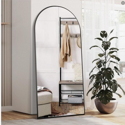 71"x27"Large Arched Full Size Mirror With Stand,Floor Mirror Arched，Metal Arch Full Length Mirror,Freestanding Mirror-The Pop Home