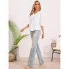 INSPIRE CHIC Women's Business Office Casual V Neck 3/4 Sleeve Summer Chiffon Blouses - 4 of 4