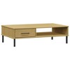 vidaXL Coffee Table Brown Solid pine wood, metal 39.4 x 21.7 x 11.4 in - 2 of 4
