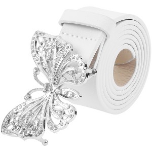 INSPIRE CHIC Women's Fashion Versatile Rhinestone Butterfly Buckle Belt - 1 of 4