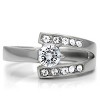 Slickblue Women's Silver CZ Ring – Stainless Steel, Heart Detail, Pave Setting, Round Stone, Size 5-10 - 4 of 4
