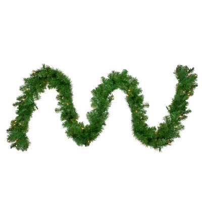  Northlight 9' x 10" Pre-Lit Windsor Pine Artificial Christmas Garland - Clear Lights 