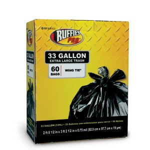 Ruffies Pro 33 gal Trash Bags Wing Ties 60 pk 0.75 mil - 1 of 1