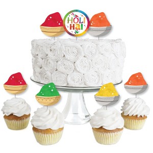 Big Dot of Happiness Holi Hai - Dessert Cupcake Toppers - Festival of Colors Party Clear Treat Picks - Set of 24 - 1 of 4