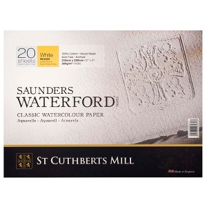 St Cuthberts Saunders Waterford Watercolor Block, Rough, White, 140lb/300gsm, 20 Sheet, 12x9 inch, 1 Count - 1 of 4