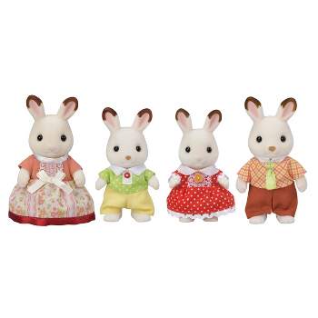 Calico Critters Chocolate Rabbit  Family, Set of 4 Collectible Doll Figures