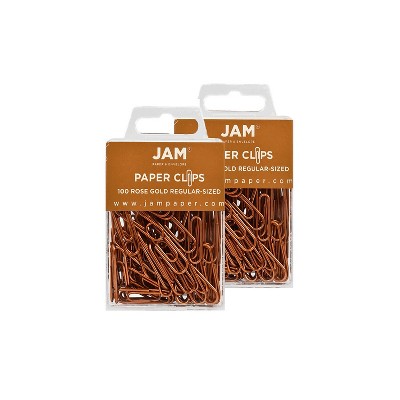 JAM Paper Colored Standard Paper Clips Small 1 Inch Rose Gold Paperclips 21832057A