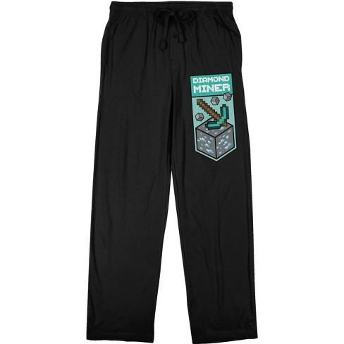 Minecraft Diamond Miner Men s Black Sleep Pajama Pants Large