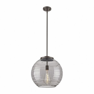 Athens Deco Swirl - 100W 1 LED Stem Hung Pendant In Industrial Style-17.13 Inches Tall and 15.75 Inches Wide