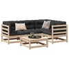 vidaXL Patio Sofa Set with Cushions - Modular 5 Piece Outdoor Lounge Solid Pine Wood - Anthracite Fabric Cushions - 2 of 4