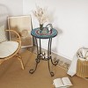 Syemin End Tables Patio Side Table with Shelf, Designs Modern Round Outdoor Accent Side Tables Porch Patio Home House, Black, 14"*14"*21.65" - 2 of 4