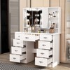 Hitow White 3 Mirrored Dresser with Lighting and Storage Drawers Carved Handles - 3 of 4