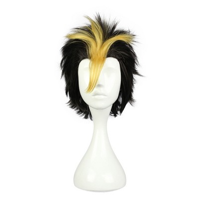 Unique Bargains Women's Wigs 12" Black Blonde with Wig Cap Anime Cosplay Wig