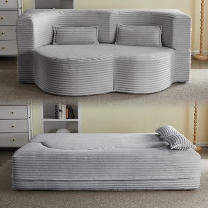 QingMoon 78"Corduroy  Loveseat Sleeper Sofa Bed Convertible Folding Sofa Bed with 2 Pillow for Living Room, no assembly required - 1 of 4