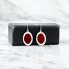 Slickblue 1.5" Handcrafted Oval Drop Earrings - Red Jasper in Alpaca Silver, Hypoallergenic Sterling Silver Posts - 3 of 3