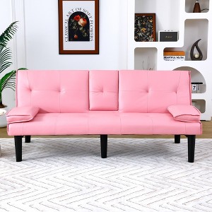 NicBex Convertible Sofa Bed,67" Modern Futon Sofa Bed with Cup Holder,Sleeper Couch for Small Spaces,Apartments & Offices - 1 of 4