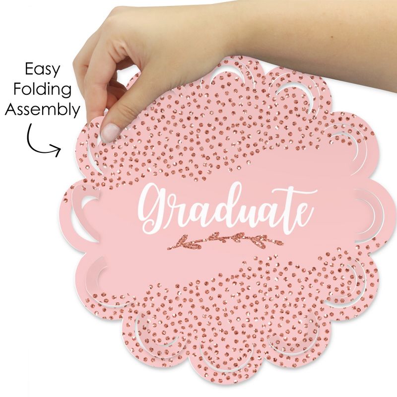 Big Dot of Happiness Rose Gold Grad - Graduation Party Round Table Decorations - Paper Chargers - Place Setting For 12, 6 of 10