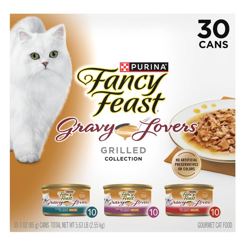 Purina Fancy Feast Gravy Lovers Variety Pack Chicken, Turkey &#38; Beef Flavor Wet Cat Food Cans - 3oz/30ct, 4 of 10